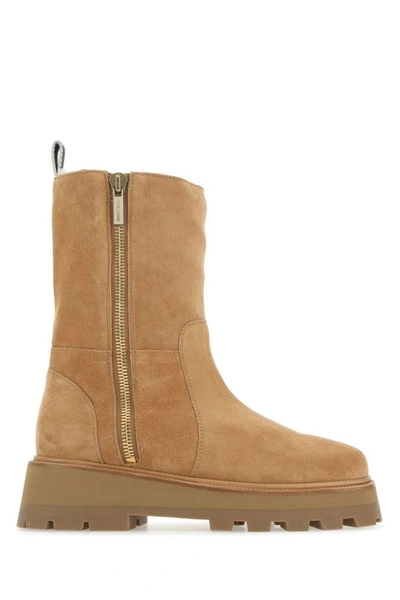 Shop Jimmy Choo Woman Camel Suede Bayu Ankle Boots In Brown