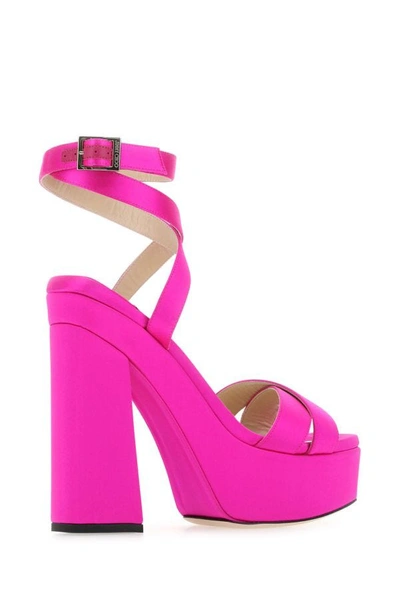 Shop Jimmy Choo Woman Fuchsia Satin Gaia Sandals In Pink