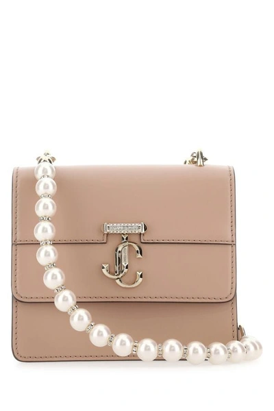 Shop Jimmy Choo Woman Powder Pink Leather Avenue Quad Xs Shoulder Bag