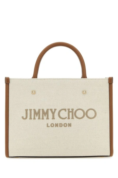 Shop Jimmy Choo Woman Sand Canvas Avenue S Handbag In Brown
