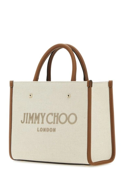 Shop Jimmy Choo Woman Sand Canvas Avenue S Handbag In Brown