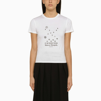 Shop Maison Margiela White Crew-neck T-shirt With Print Women