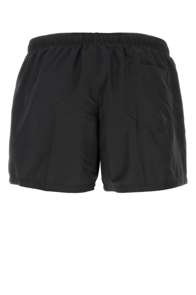 Shop Moschino Man Black Polyester Swimming Shorts