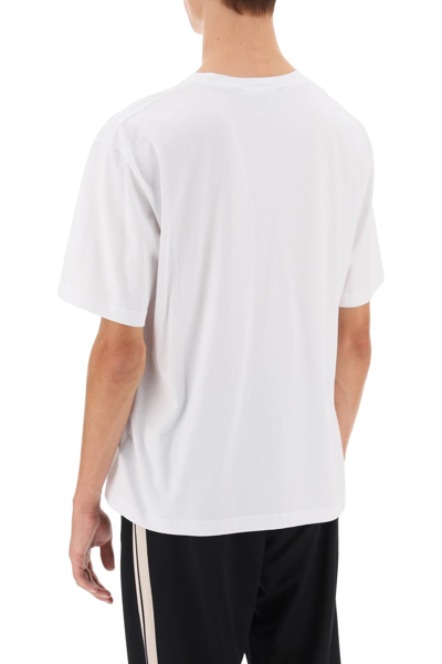 Shop Palm Angels Jersey T-shirt With Logo Embroidery Men In White