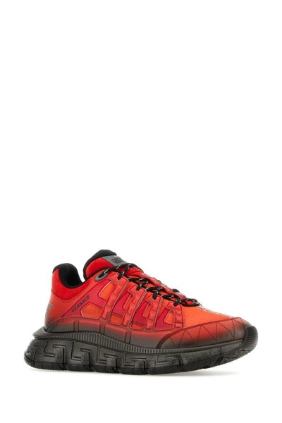 Shop Versace Man Red Trigreca Sneakers