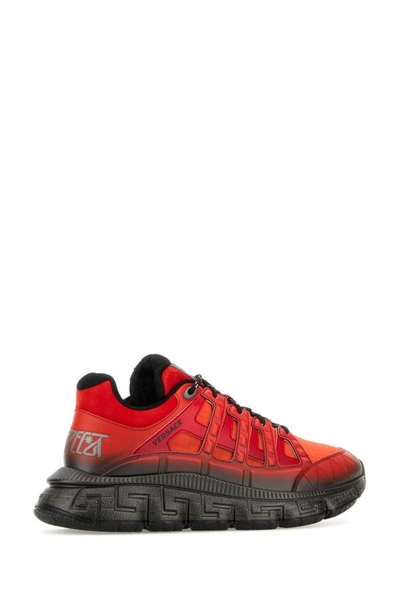 Shop Versace Man Red Trigreca Sneakers
