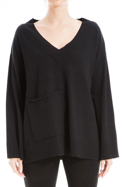 Shop Max Studio Boxy Pocket Sweater In Black