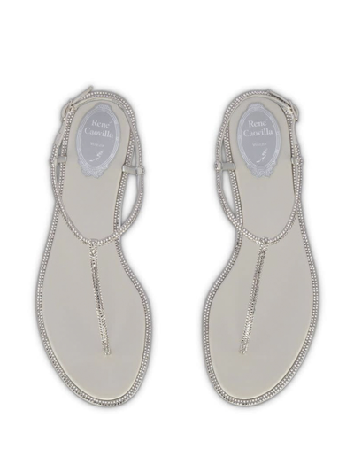 Shop René Caovilla Rene Caovilla Diana Crystal-embellished Flat Sandals