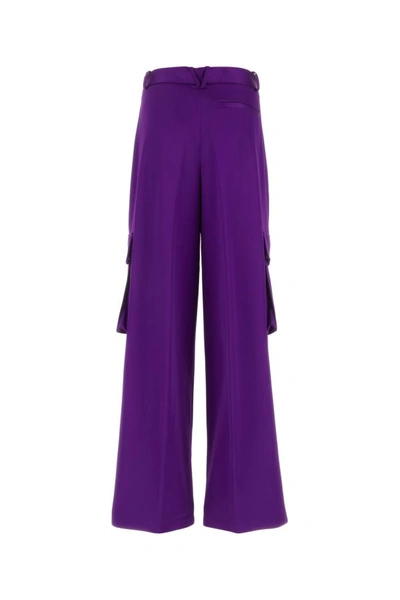 Shop Versace Woman Purple Satin Cargo Pant