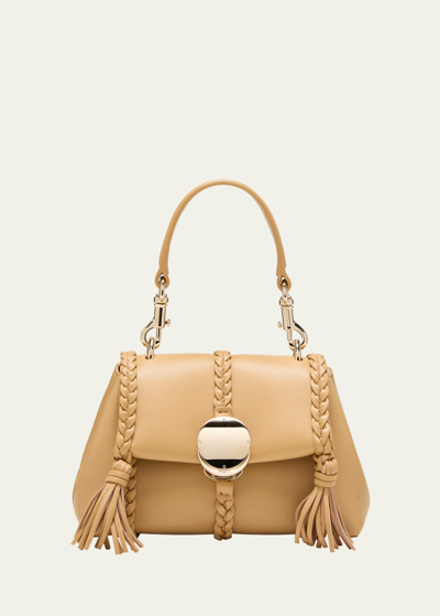 Shop Chloé Penelope Mini Top-handle Bag In Napa Leather In Creamy Brown