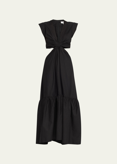 Shop A.l.c Alexandria Gathered Cut-out Midi Dress In Black