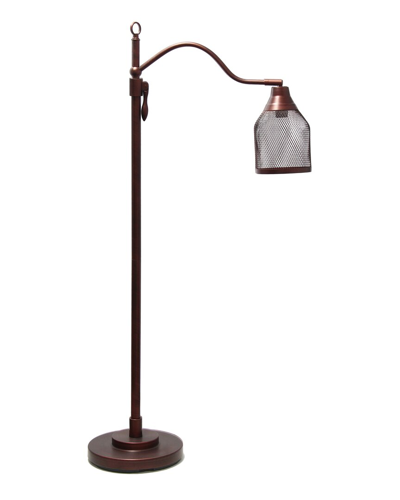 Lalia Home Vintage Arched Light Floor Lamp With Iron Mesh Shade In Red