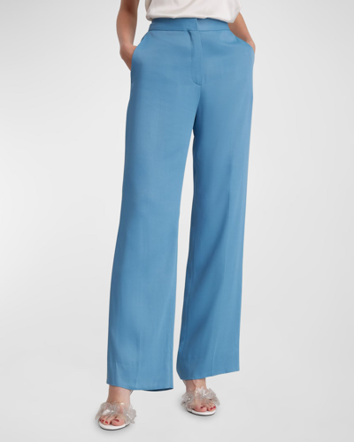 Shop Anne Fontaine Loria High-rise Straight-leg Crepe Pants In Icy Blue