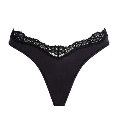 Shop Skims Lace-trim Fits Everybody Dipped Thong In Black