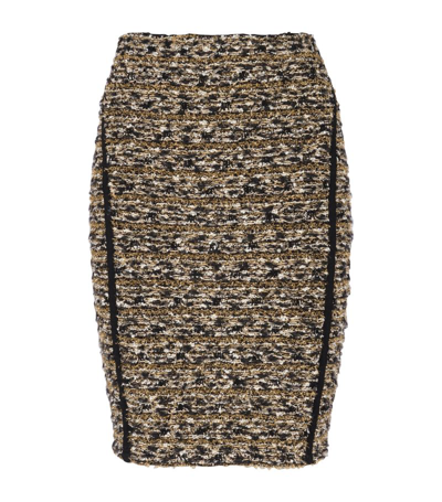 Shop Balmain Tweed-lurex Pencil Skirt In Gold