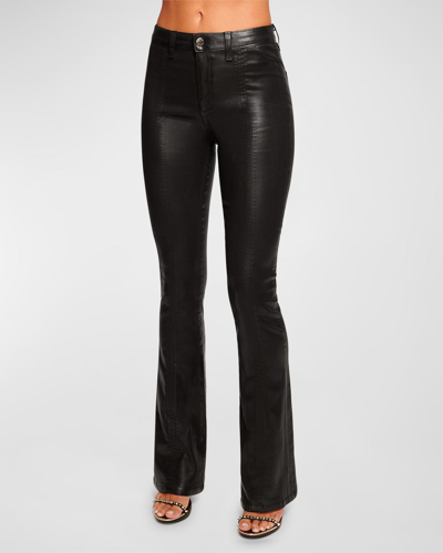Shop Ramy Brook Matilda Coated Denim Flare Jeans In Black Coated Deni