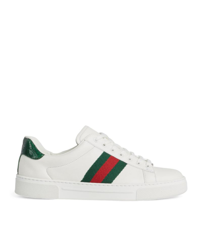 Shop Gucci Leather Ace Sneakers In White