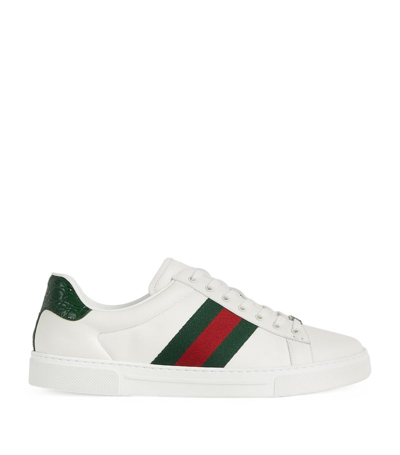 Shop Gucci Leather Ace Sneakers In White
