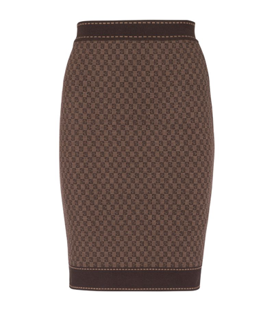 Shop Balmain Monogram-jacquard Mini Skirt In Brown