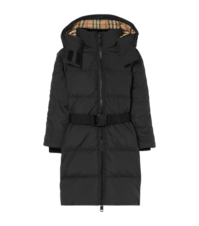 Shop Burberry Quilted Logo Puffer Jacket (3-14 Years) In Black