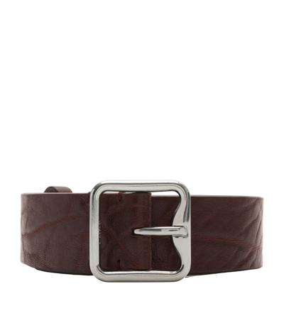 Shop Burberry Leather B-buckle Belt In Brown