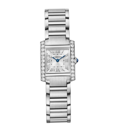 Shop Cartier Small Stainless Steel Tank Française Watch 25.7mm In Silver