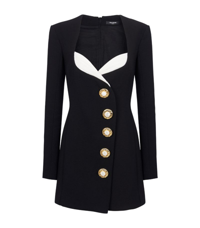 Shop Balmain Mini Buttoned Dress In Black