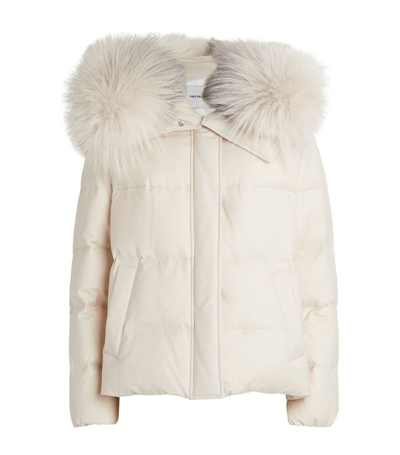 Shop Yves Salomon X Loro Piana Fur-trim Puffer Jacket In White