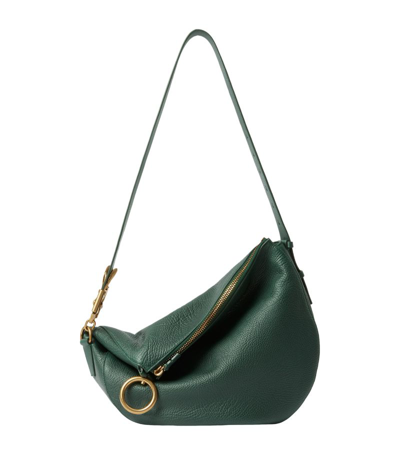 Shop Burberry Leather Knight Shoulder Bag In Green