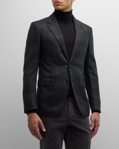 Shop Zegna Men's Wool Windowpane Sport Coat In Dk Gry Ck