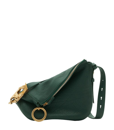Shop Burberry Small Leather Knight Shoulder Bag In Green