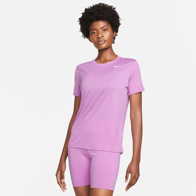 Shop Nike Womens  Dri-fit Ragland Lbr T-shirt In Fuchsia/white