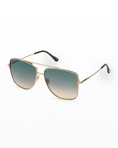 Shop Tom Ford Reggie Metal Aviator Sunglasses In Shiny Rose Gold