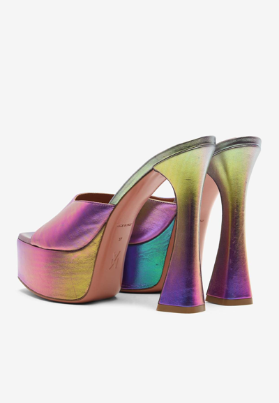 Shop Amina Muaddi Dalida 140 Metallic Leather Platform Sandals In Multicolor