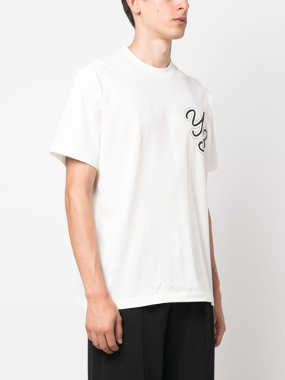 Shop Y-3 Logo Cotton T-shirt In White