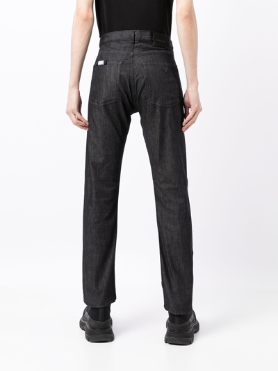 Shop Emporio Armani Slim Denim Cotton Jeans In Black