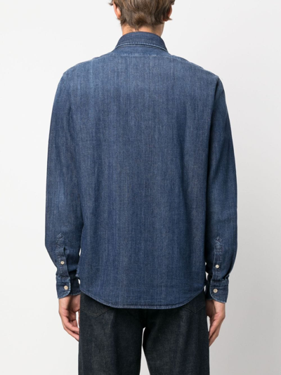 Shop Boglioli Denim Button-down Shirt In Blue