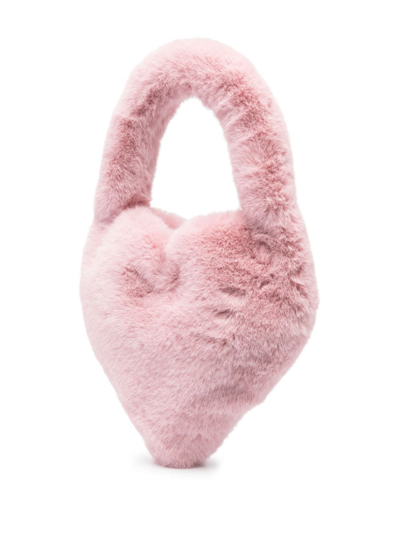 Shop Blumarine Logo Faux Fur Handbag In Pink