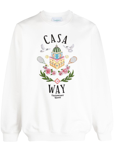 Shop Casablanca Logo Organic Cotton Sweatshirt In White