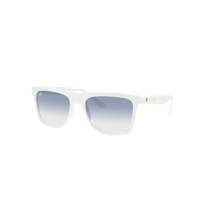 Shop Ray Ban Sunglasses Unisex Rb4413m Scuderia Ferrari Collection - White Frame Blue Lenses 57-19 In Klar