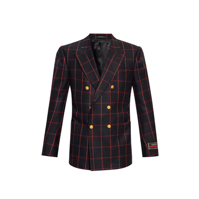 Shop Gucci Wool Flannel Blazer In Black