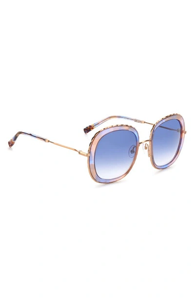 Shop Missoni 53mm Round Sunglasses In Azul Havana Pink/ Violet