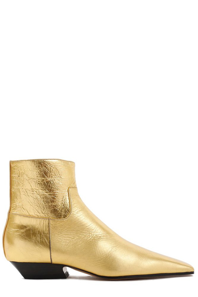 Shop Khaite Marfa Metallic Effect Ankle Boots In Gold