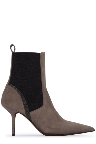 Shop Brunello Cucinelli Pointed Toe Ankle Boots In Multi