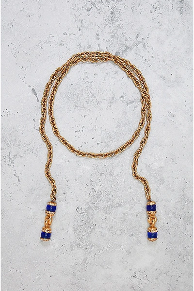 Pre-owned Chanel Gripoix Rhinestone Lariat Necklace In Gold