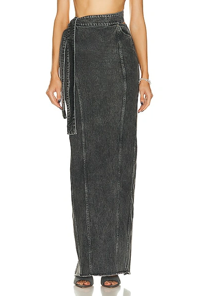 Shop Jade Cropper Maxi Denim Skirt In Grey