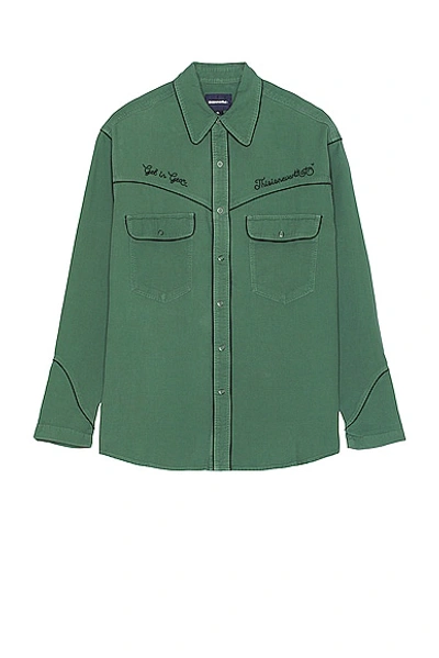 Shop Thisisneverthat Western Shirt In Teal