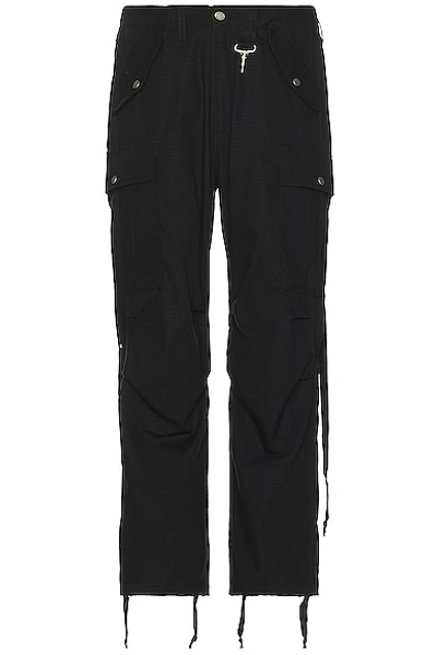 Shop Reese Cooper Cotton Ripstop Wide Leg Cargo Pant In Black