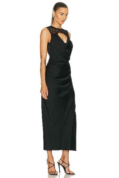 Simkhai Vea Lace Trim Open Back Gown In Black