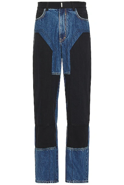 Shop Givenchy Patched And Stitched Carpenter Jean In Black & Navy